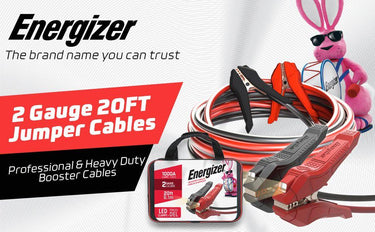 Energizer 2 Gauge 20FT 1000A Heavy Duty Jumper Cables with LED Light - ENL220